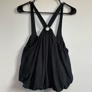 Free People Women’s Black Ribbed Sleeveless Blouse Size Large